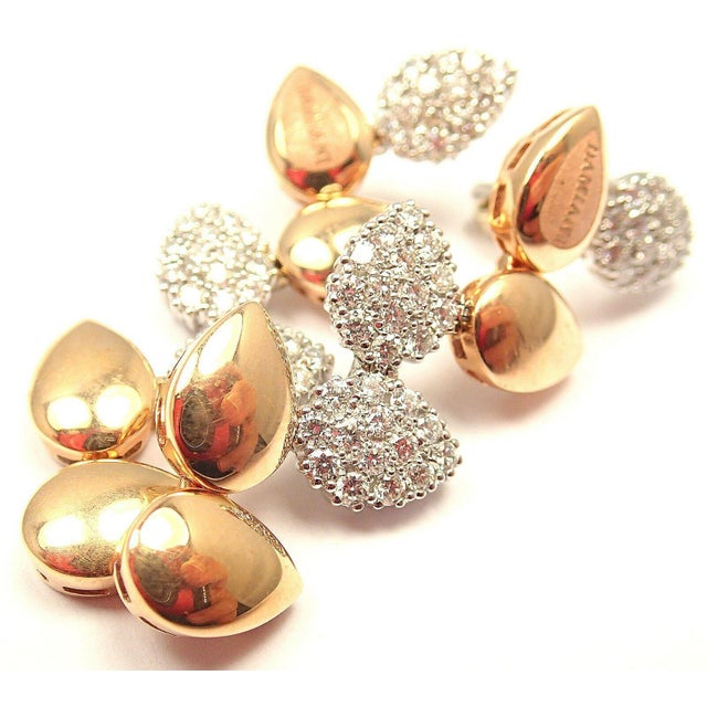 2000 - 2009 Damiani Antera Yellow/White Gold Diamond Earrings, Pair For Sale - Image 5 of 11