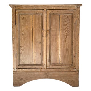1900s Primitive Antique European Scrubbed Irish Pine Jelly or Linen Cabinet For Sale