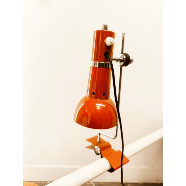 Clamp Light in Red Metal For Sale - Image 6 of 18