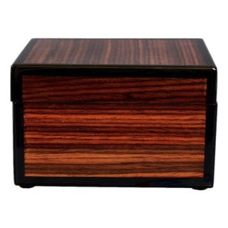 Vintage Decorative Zebra Wood Covered Trinket Box For Sale