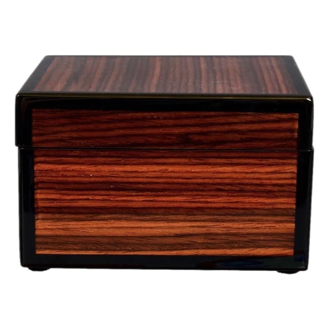 Vintage Decorative Zebra Wood Covered Trinket Box For Sale