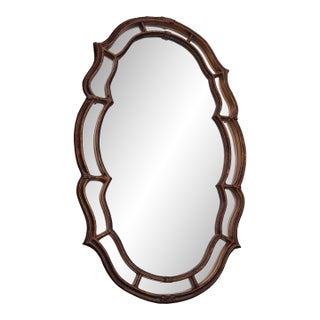 Large Hollywood Regency Style Mirror With Gold Wooden Frame For Sale