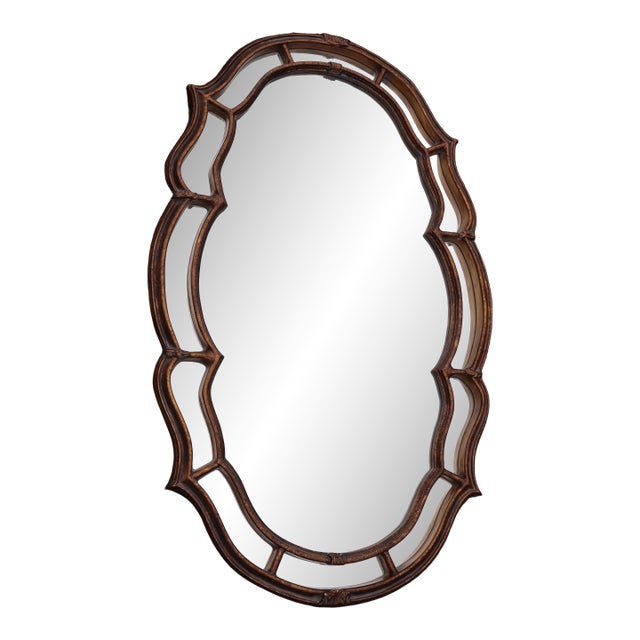 Large Hollywood Regency Style Mirror With Gold Wooden Frame For Sale