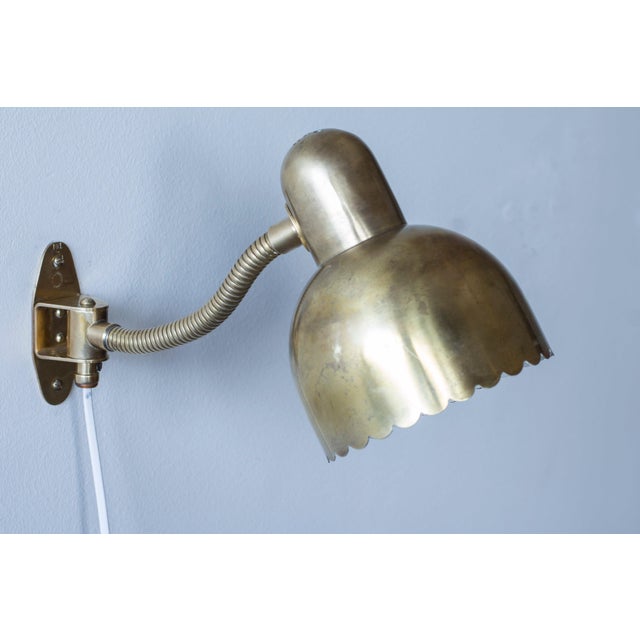 No. 191 Brass Wall Lamp by E. Hansson & Co, 1950s For Sale - Image 3 of 13