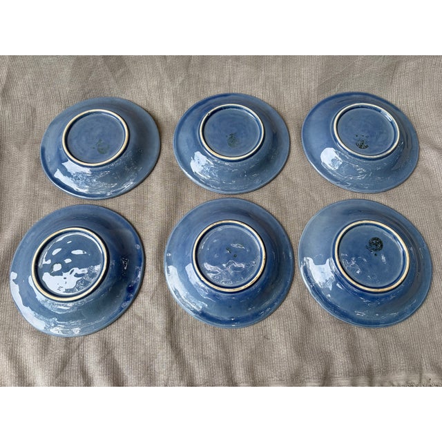 Blue Vintage Blue Bordallo Pinheiro Plates Set of 6 For Sale - Image 8 of 11