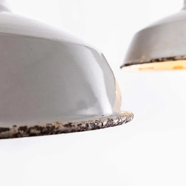 1950’s industrial benjamin enamelled grey pendant lamps – large batch available. Benjamin was arguably the market leader...