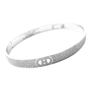 Hermes H D'Ancre 18k White Gold Diamond Small Model Bangle Bracelet