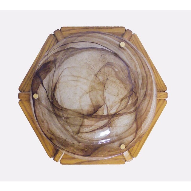 Brown German Murano Glass & Wood Ceiling Lamp from Kaiser Idell / Kaiser Leuchten, 1960s For Sale - Image 8 of 10