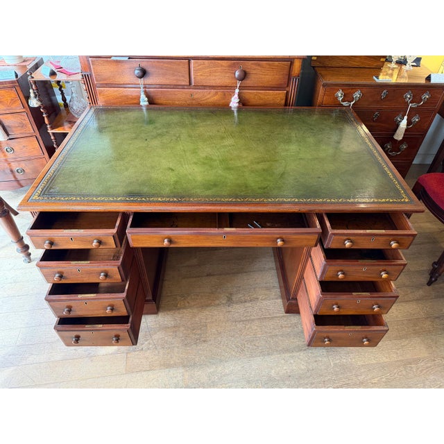Brown Victorian Mahogany Pedestal Desk, 1880s For Sale - Image 8 of 9