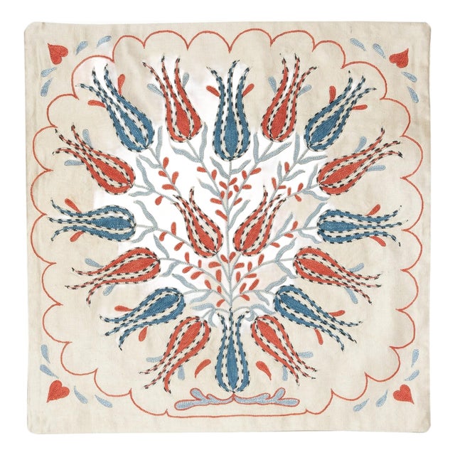 20"x20" 100% Silk Embroidered Cushion Cover. New Toss Pillow. Modern Lace Pillow For Sale