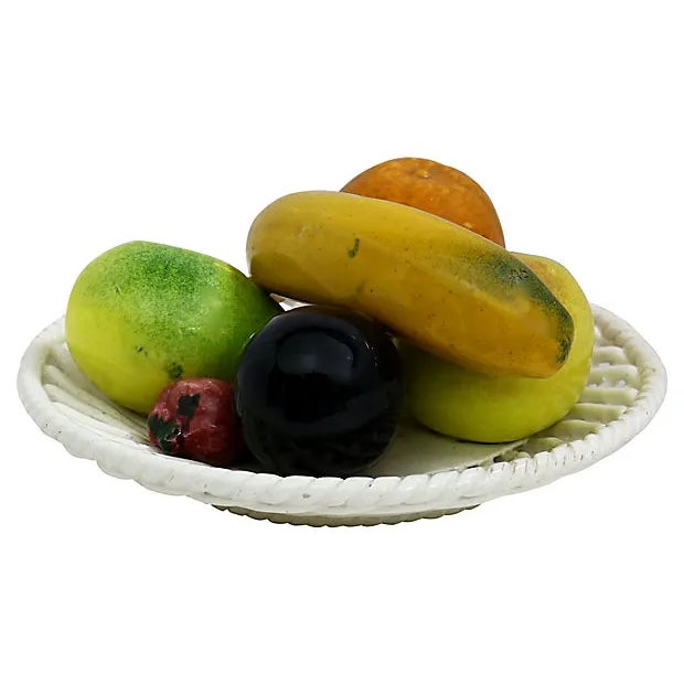 French Midcentury Trompe l'Oeil Fruit Plate For Sale - Image 3 of 6