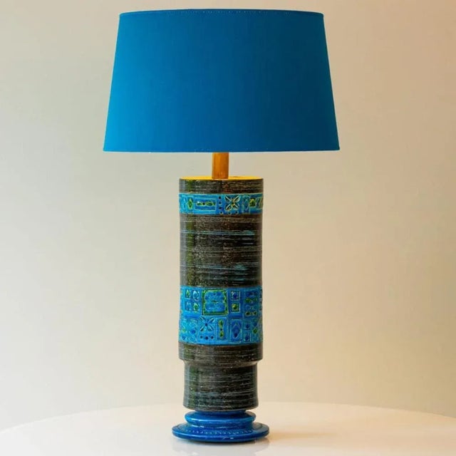 Ceramic Bitossi Aqua Green Black Ceramic Table Lamp by R. Houben, 1970 For Sale - Image 7 of 13
