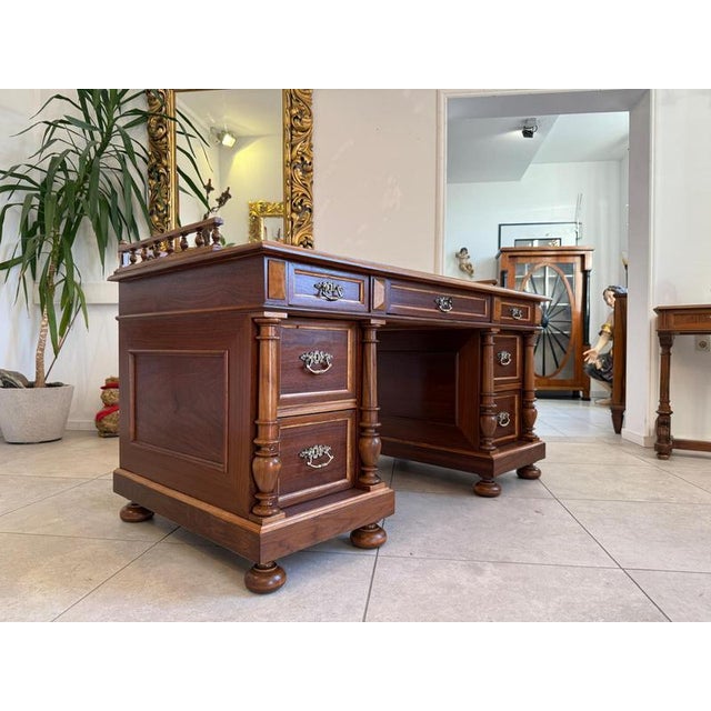 Gründerzeit Column Desk in Oak and Walnut For Sale - Image 11 of 14
