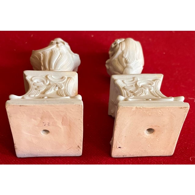 Ceramic Antique 18th Century English Rococo Biscuit Porcelain Urns on Pedestals - A Pair For Sale - Image 7 of 7