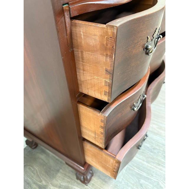 Vintage Chippendale Style Slant Front Fall Front Mahogany Secretary Desk For Sale - Image 14 of 17