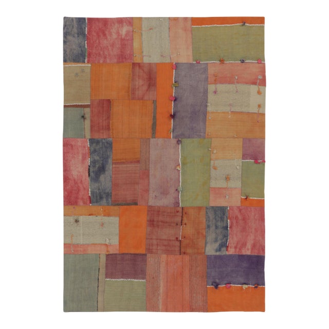 Vintage Turkish Patchwork Rug in Polychromatic Geometric Design - Rug & Kilim For Sale