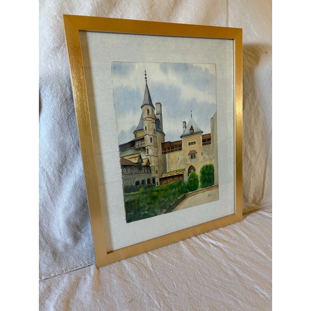 Found in the South of France, this beautiful Mid 20th Century French Watercolor of the Chateau La Roche Pot was hand...