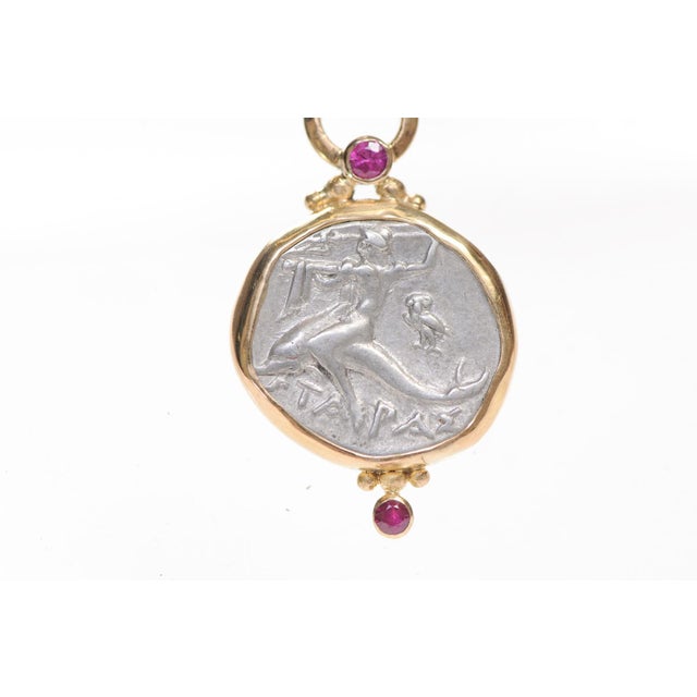 Silver 15th Century Naked Taras Didrachm Pendant W 18k Gold For Sale - Image 8 of 13
