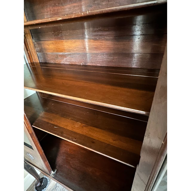Brown Vintage Early-Mid 20th Century Queen Anne Mahogany China Cabinet For Sale - Image 8 of 12