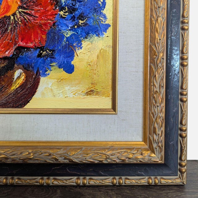 Paint Yana Korobov Original Floral Painting in Ornate Frame For Sale - Image 7 of 8