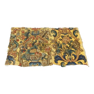Antique Yellow and Green Italian Needlepoint Tapestry Fragment For Sale