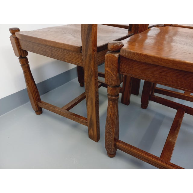 Vintage Brutalist Chairs in Oak Wood, 1960s, Set of 6 For Sale - Image 11 of 18