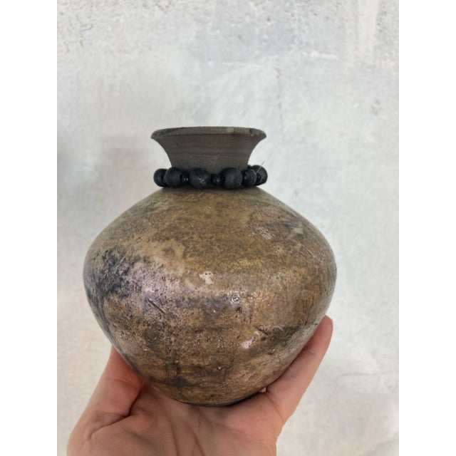 Coffee Vintage Boho Studio Pottery Vase For Sale - Image 8 of 9