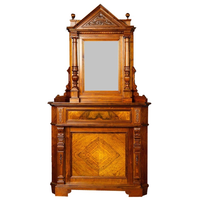 Wilhelminian Pine Mirror Cupboard For Sale