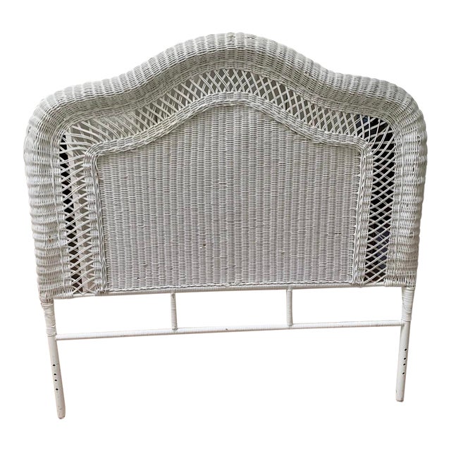 Vintage White Wicker Cottage Style Full/Double Headboard Chairish