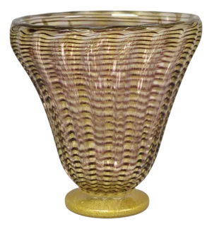 Mid 20th Century Ercole Barovier Zebrato Murano Art Glass Vase Zebrati for Ferro Toso Barovier