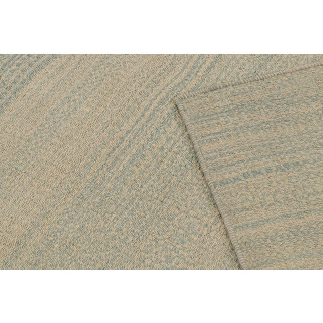 Textile Rug & Kilim’s Modern Kilim Rug in Blue and Beige Stripes and Striae For Sale - Image 7 of 7