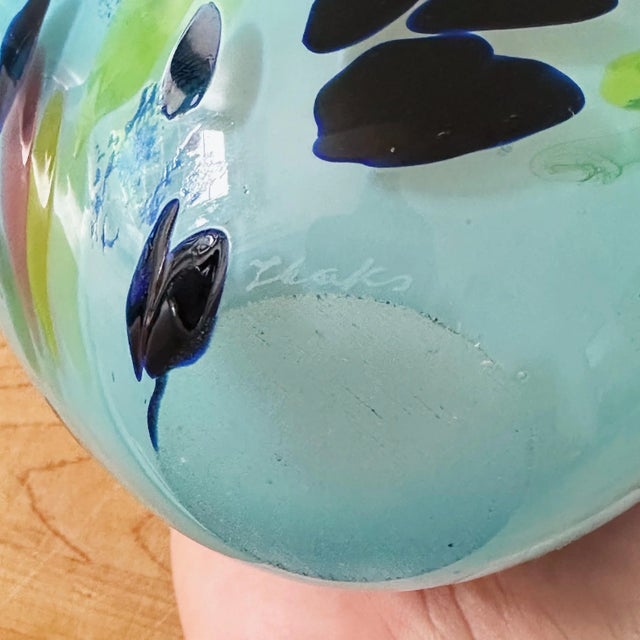 Mid 20th Century Vintage Mouth Blown Glass Bowl With Millefiori in Blue For Sale - Image 5 of 7