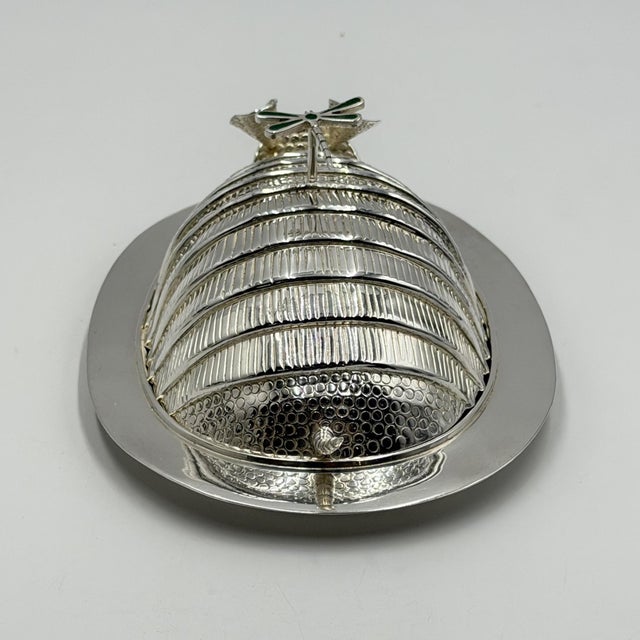 1980s Emilia Castillo Silver Plate Armadillo Butter Dish With Malachite, Taxco Mexico For Sale - Image 5 of 18