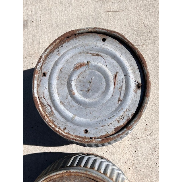 Pair of Antique Galvanized Dolly Tub Planters For Sale - Image 12 of 12