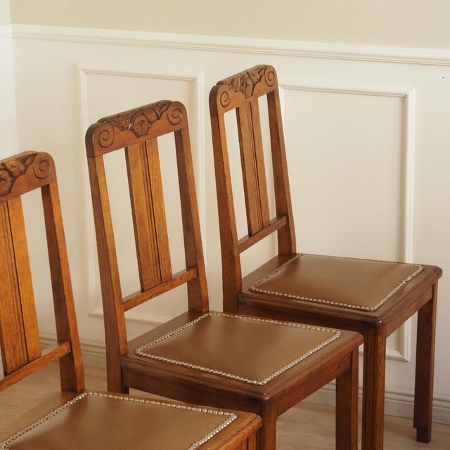 Art Nouveau Oak Chairs, 1890s, Set of 6 For Sale - Image 6 of 17