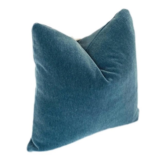 Custom made mohair pillows in Pacific Blue. This genuine 100% mohair is plush & comfy, a substantial weight, and wears...
