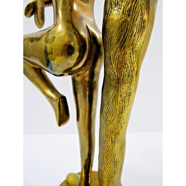 Vintage Brass Art Deco Long Haired Nude Woman Sculpture Attributed Klara Sever For Sale - Image 11 of 14