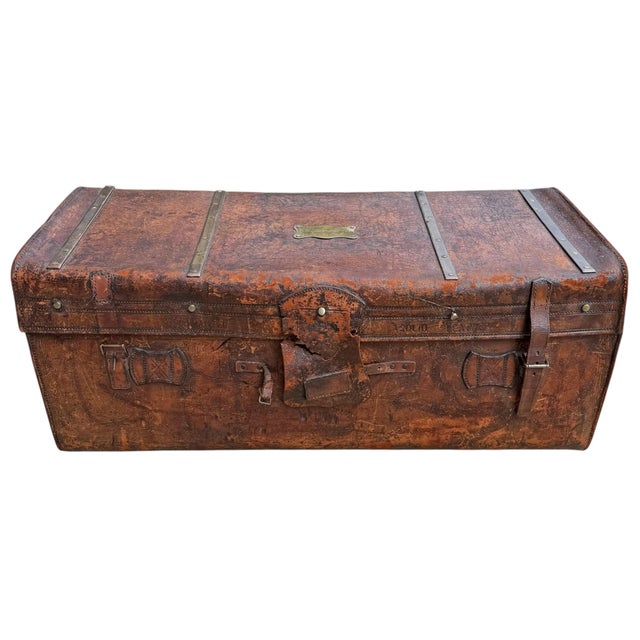 Victorian 19th Century Leather Portmanteau for Dutch Oil Tycoon Sir Henri Deterding For Sale - Image 3 of 17