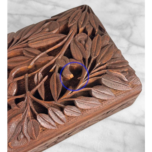 Vintage Traditional Walnut Heavily Carved Storage Box For Sale - Image 9 of 11