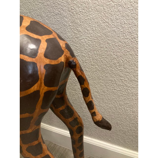 Tall 4ft - Vintage Leather Wrapped Giraffe Sculpture For Sale - Image 11 of 13