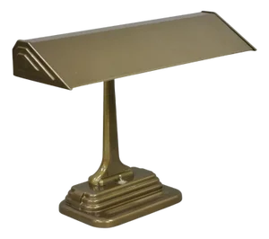 Vintage Mid Century Modern Art Deco Metal Bronze Finish Bankers Table Desk Lamp