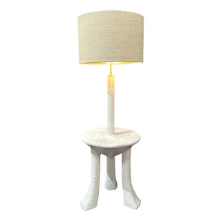Primitive Tribal Plaster End / Side Table / Floor Lamp For Sale