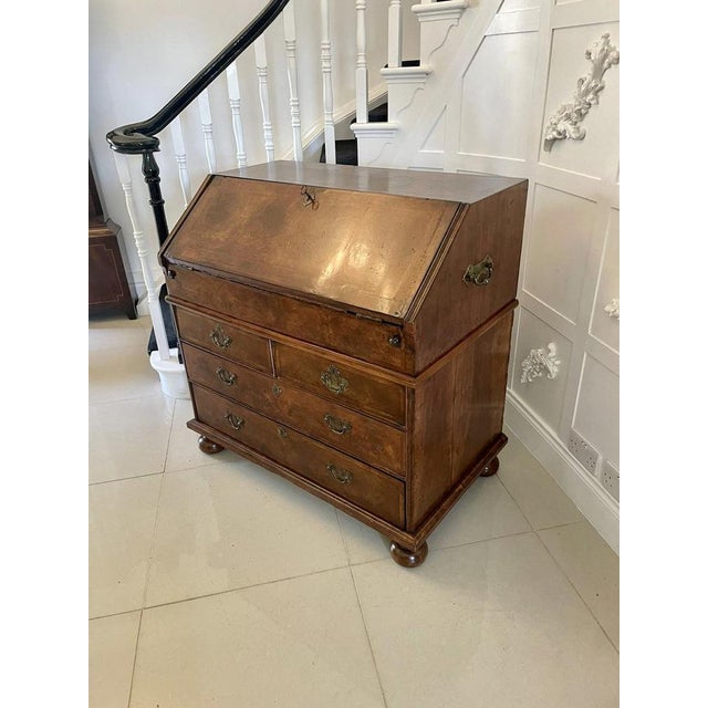 17th Century Large William and Mary Burr Walnut Herringbone Inlaid Two Part Bureau, 1680s For Sale - Image 5 of 17