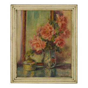 Roses With Vase Still Life by Bonnie Beach Ryan