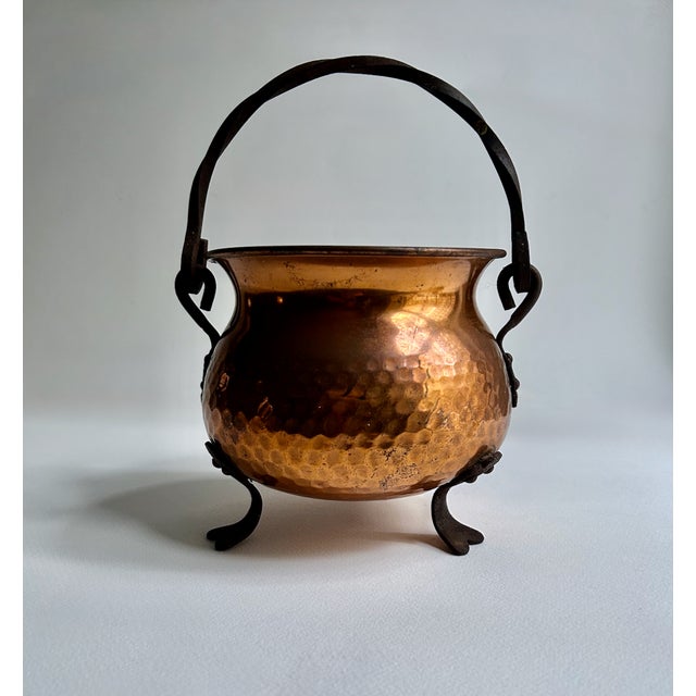 Iron Footed & Handled Hand Hammered Copper Pot, C. 1970's For Sale - Image 4 of 17