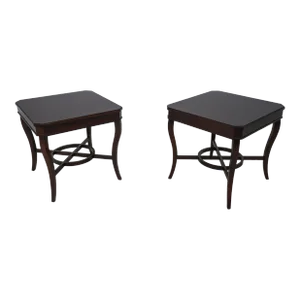 Pair Sherrill Modern Design Cherry Lamp Tables