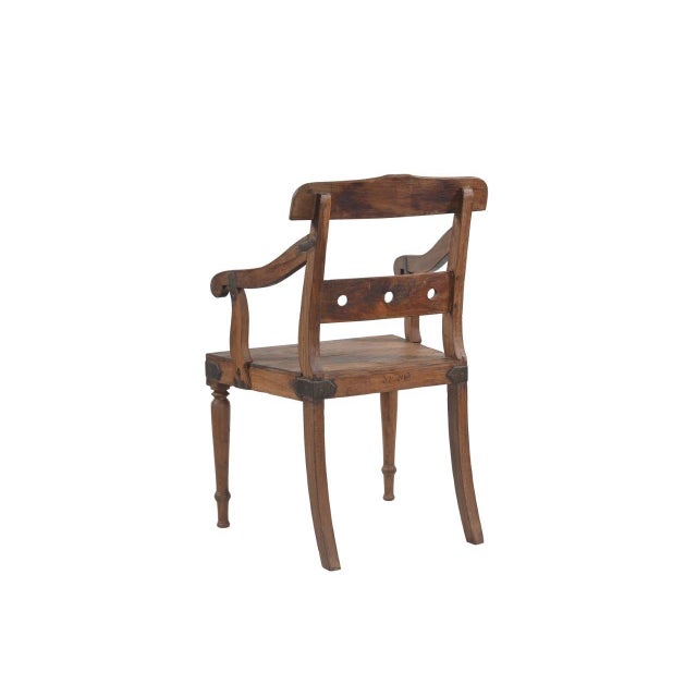 Farmhouse Vintage Anglo-Indian Teakwood Armchair For Sale - Image 3 of 3
