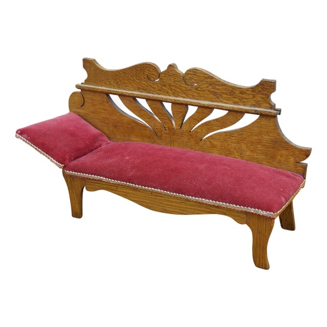 Antique Victorian Quartersawn Oak Salesman Sample Chaise Lounge Daybed 14" For Sale