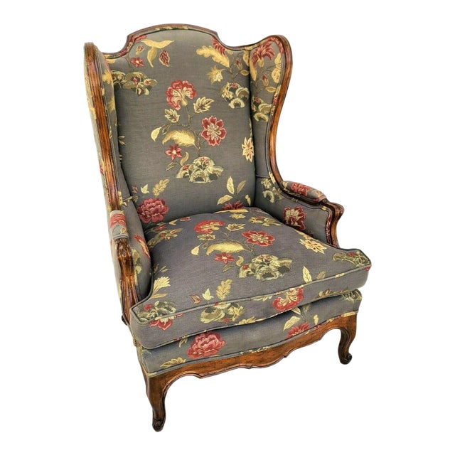 Mid Century Chippendale Wingback Down Cushion Armchair For Sale