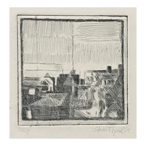1965 Stuart Egnal Philadelphia Skyline Modern Etching